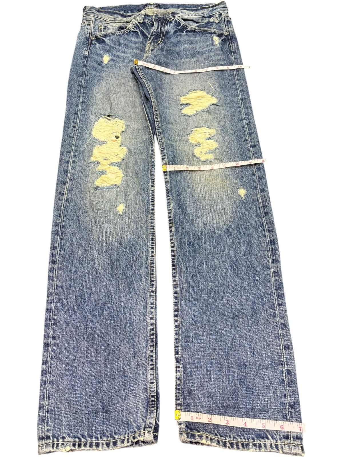 Edwin Vintage Japanese Brand Faded Wash Distressed Jeans Size 30" / US 8 / IT 44 - 8 Thumbnail