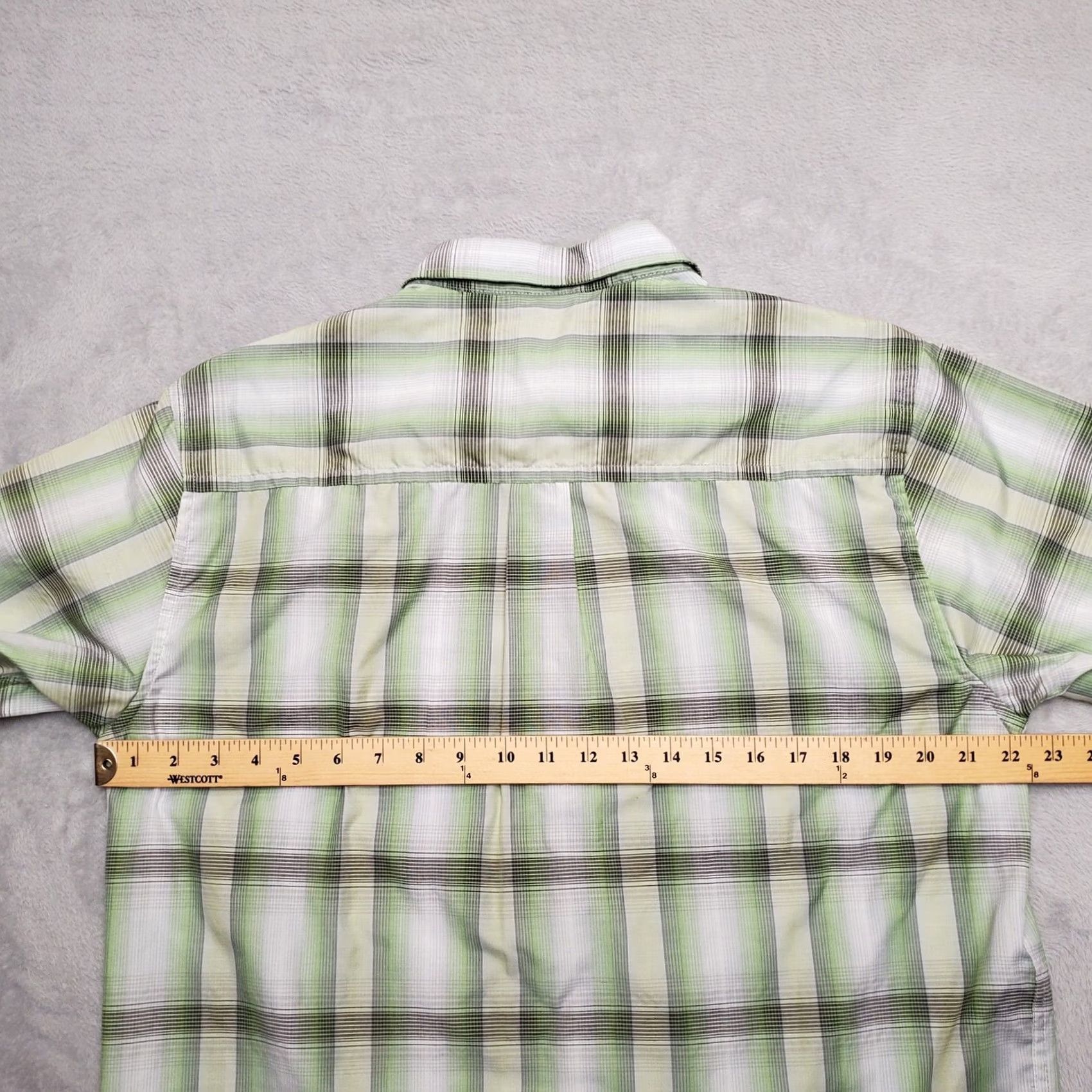 Prana prAna Shirt Men L Green Plaid Pearl Snap Short Sleeve Western Outdoor Cowboy Shirt Size US L / EU 52-54 / 3 - 8 Thumbnail