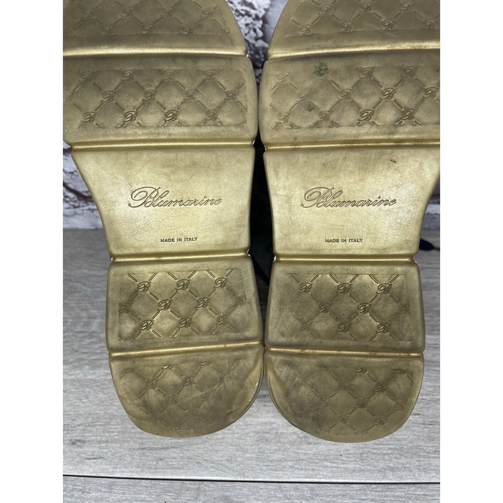 Blumarine Blumarine Blue Suede Gold Embellished Lace Up Sneakers Women Size US 6 / IT 36 - 8 Thumbnail