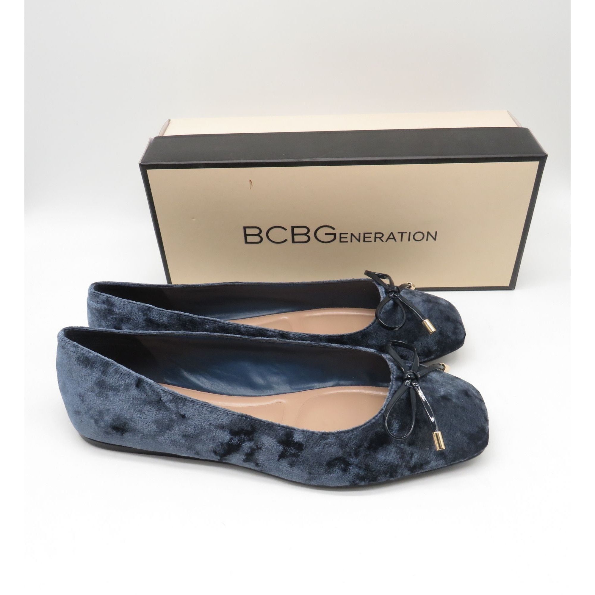 Other BCBGGeneration Navy Blue Velvet Ballet Flats Bow Accent Size Size US 10 / IT 40 - 1 Thumbnail