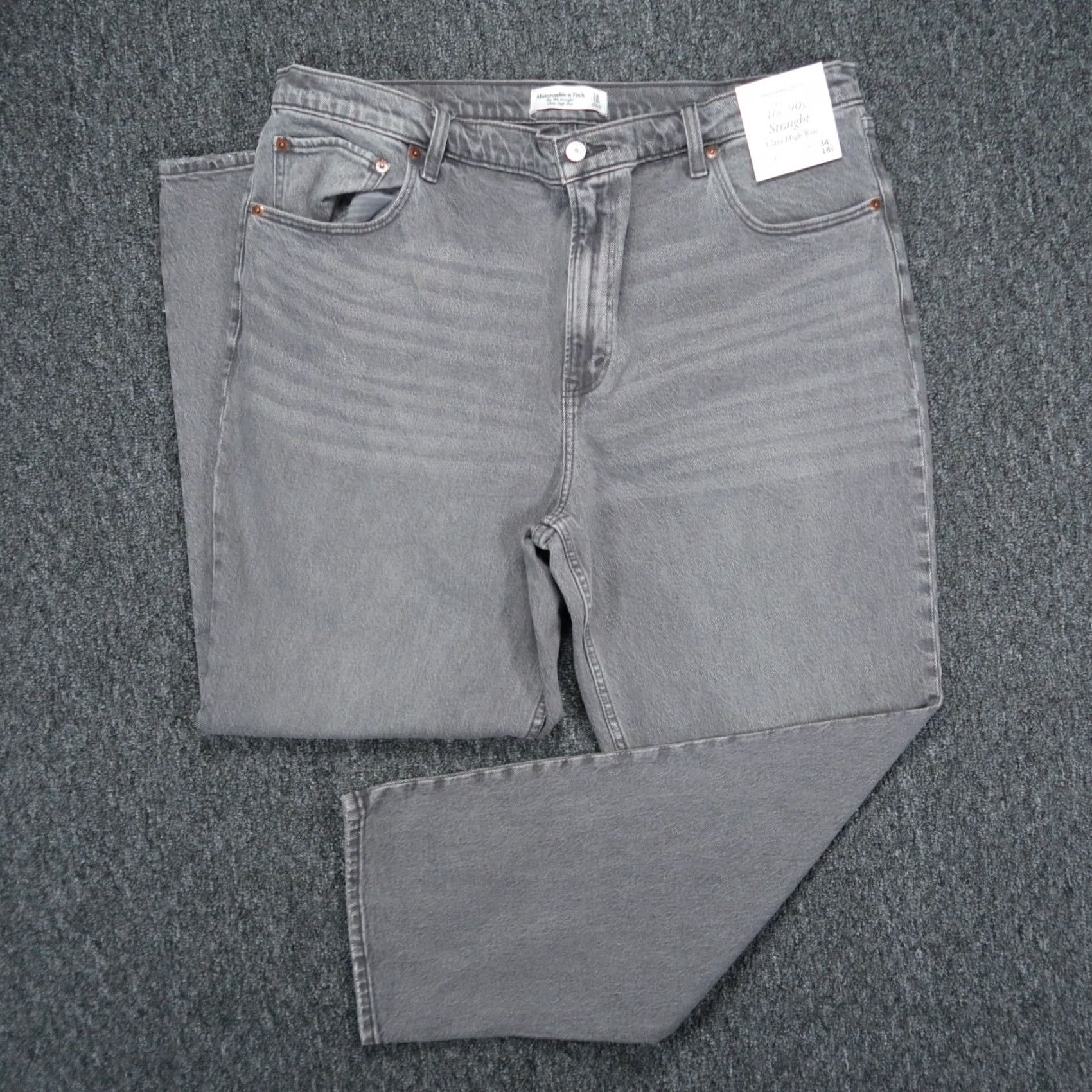 Abercrombie & Fitch Abercrombie & Fitch Jeans Womens 40x28 Gray 90s Straight Ultra High Rise NWT Size 27" / US 4 / IT 40 - 2 Thumbnail