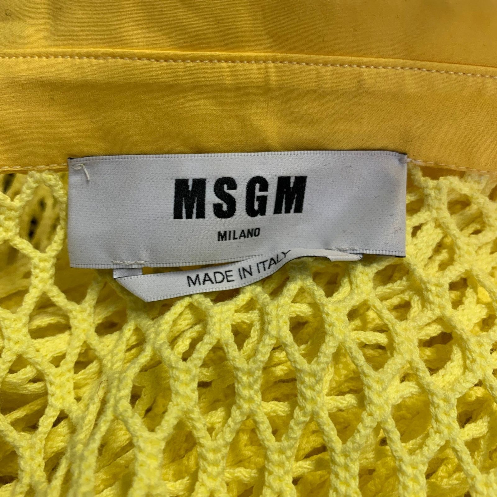 MSGM MSGM Size M Yellow Cotton Mesh Button Up Shirt Size M / US 6-8 / IT 42-44 - 5 Thumbnail