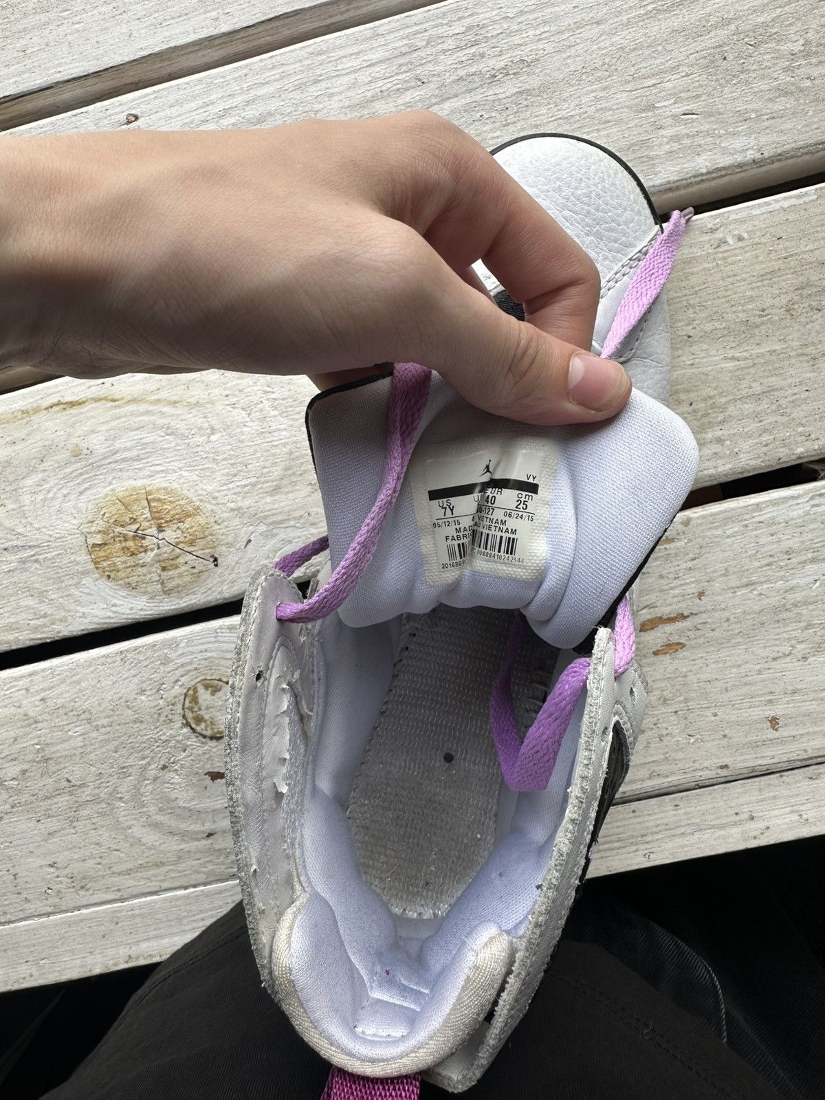 Nike 🚨NIKE AIR JORDAN 7 WHITE PURPLE WITH LOGO SHOES Size US 7 / EU 40 - 8 Thumbnail
