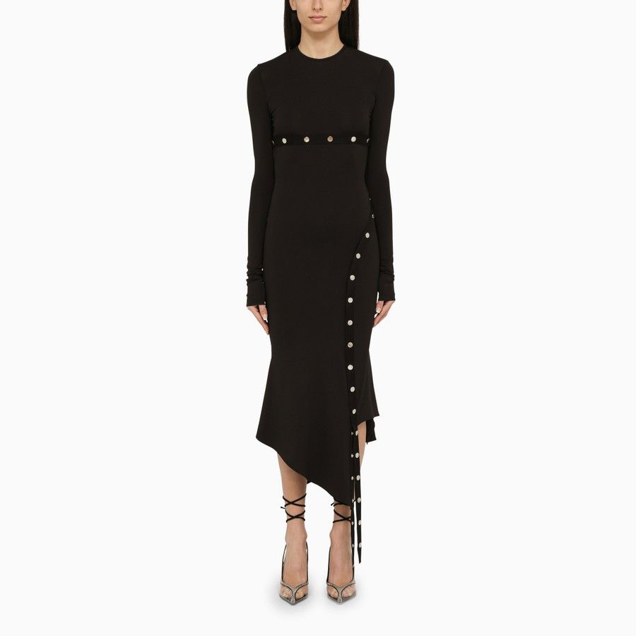 The Attico o1d2blof1024 Midi Dress With Snap Buttons in Black Size XS / US 0-2 / IT 36-38 - 1 Thumbnail