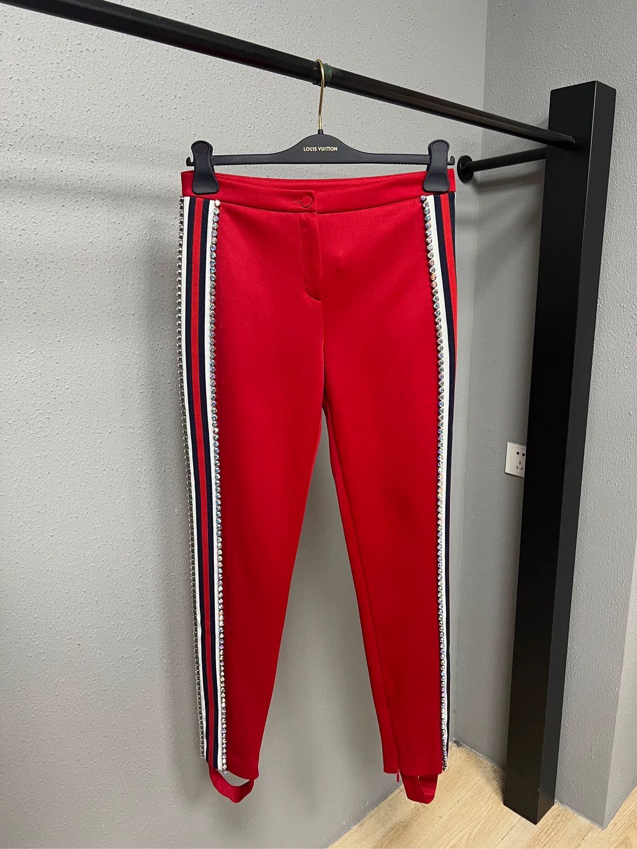 Gucci gucci red rhinestone track pants Size 23" - 1 Thumbnail