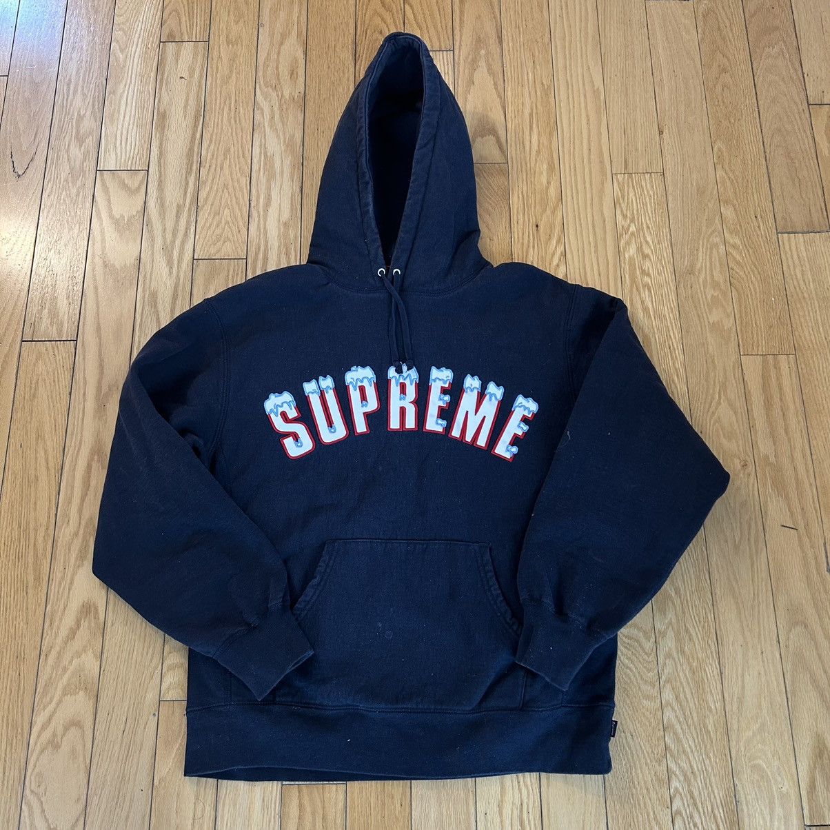 image of Supreme Icy Arc Hooded Sweatshirt Navy Medium, Men's
