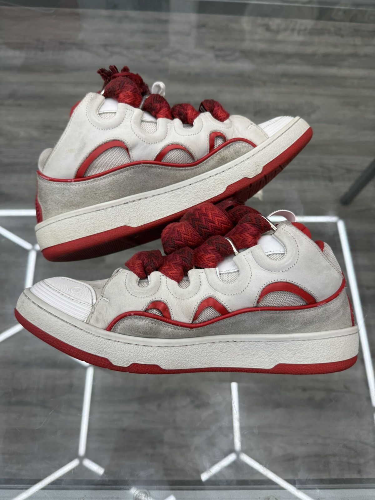 Lanvin Lanvin Curb Sneakers - White / Red Size US 10 / EU 43 - 4 Thumbnail