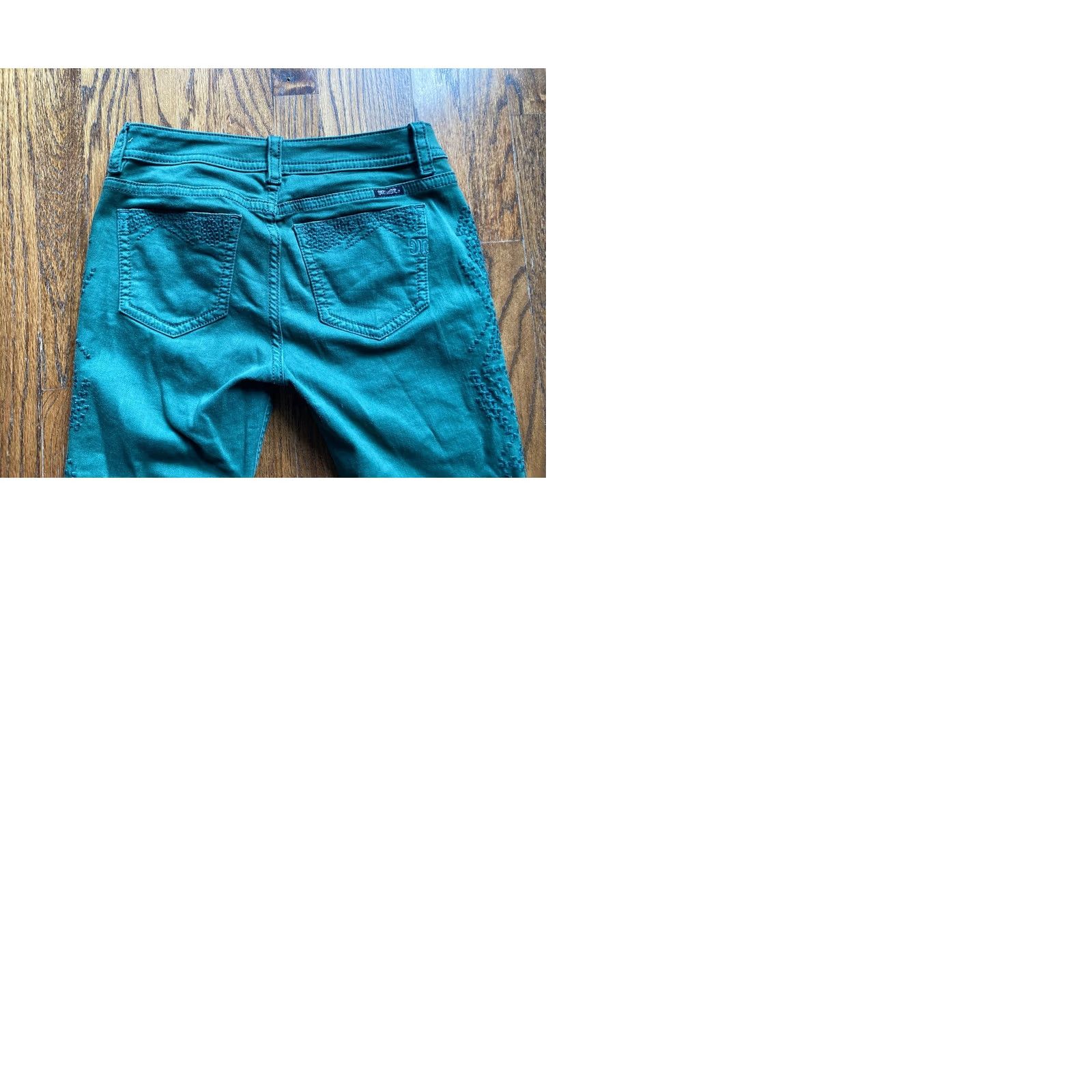 Miss Me Miss Me Jeans Womens Size 29 Hunter Green Skinny Embroidered Stretch Mid Rise Jeans Size 29" - 9 Thumbnail