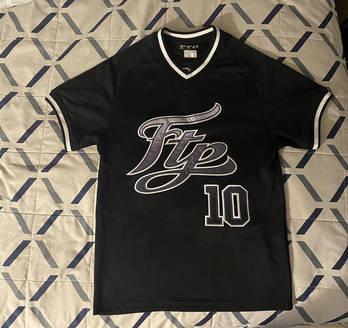 image of Fuck The Population Ftp Baseball Jersey in Black, Men's (Size Small)