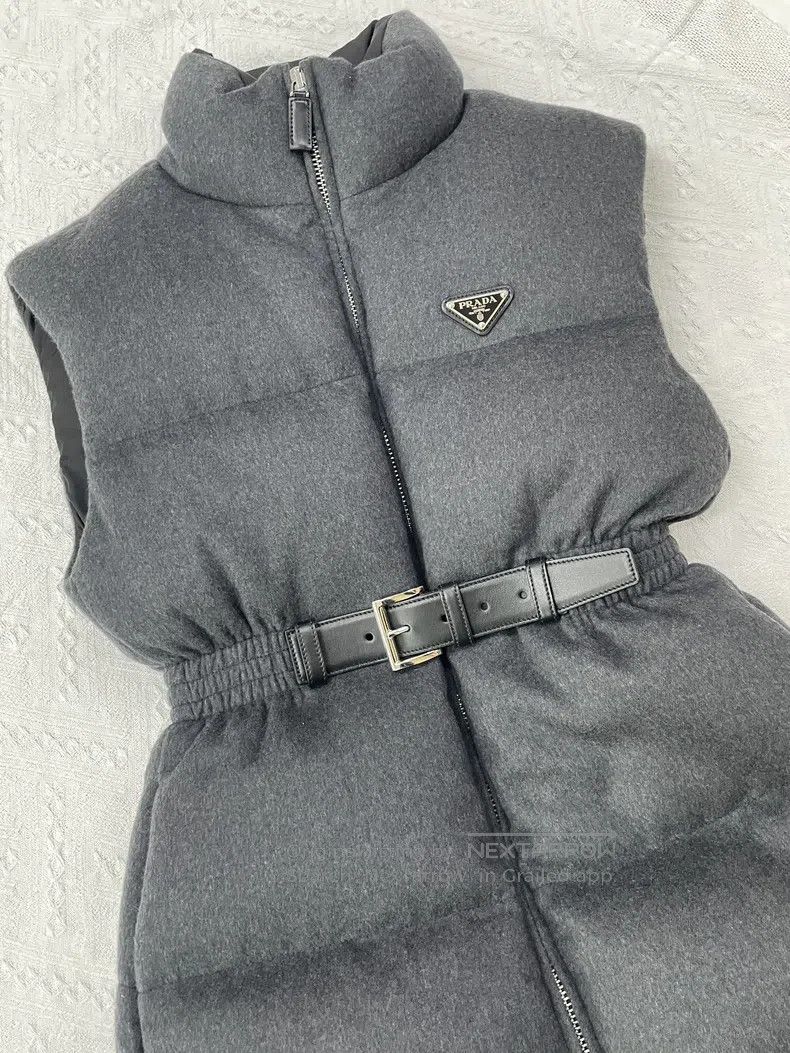 Prada Prada Gray triangle label wool down vest jacket Size XS / US 0-2 / IT 36-38 - 3 Thumbnail