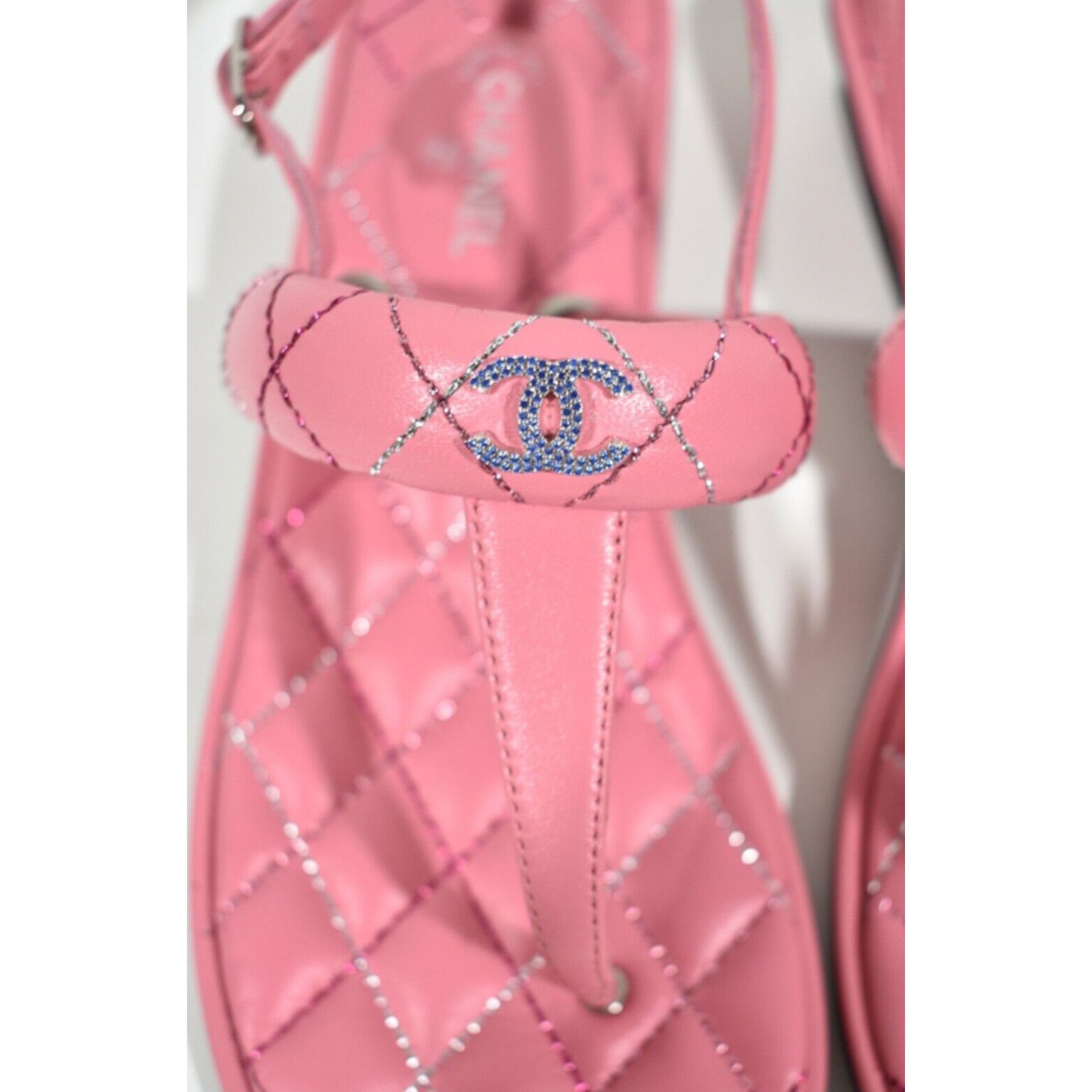 Chanel Chanel 21K Pink Multicolor Leather CC Logo Mule Slide Size US 7 / IT 37 - 6 Thumbnail