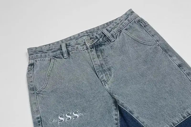 Japanese Brand Straight jeans Harajuku style patchwork retro stars Size US 32 / EU 48 - 6 Thumbnail