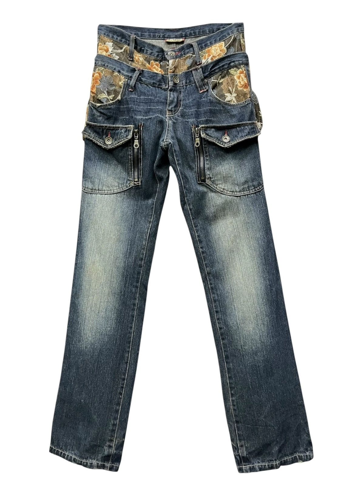 Pure Blue Japan Ultra Rare Gumu Grunge Mudwash Karakuri Sukajan Denim XL Size US 31 - 3 Thumbnail