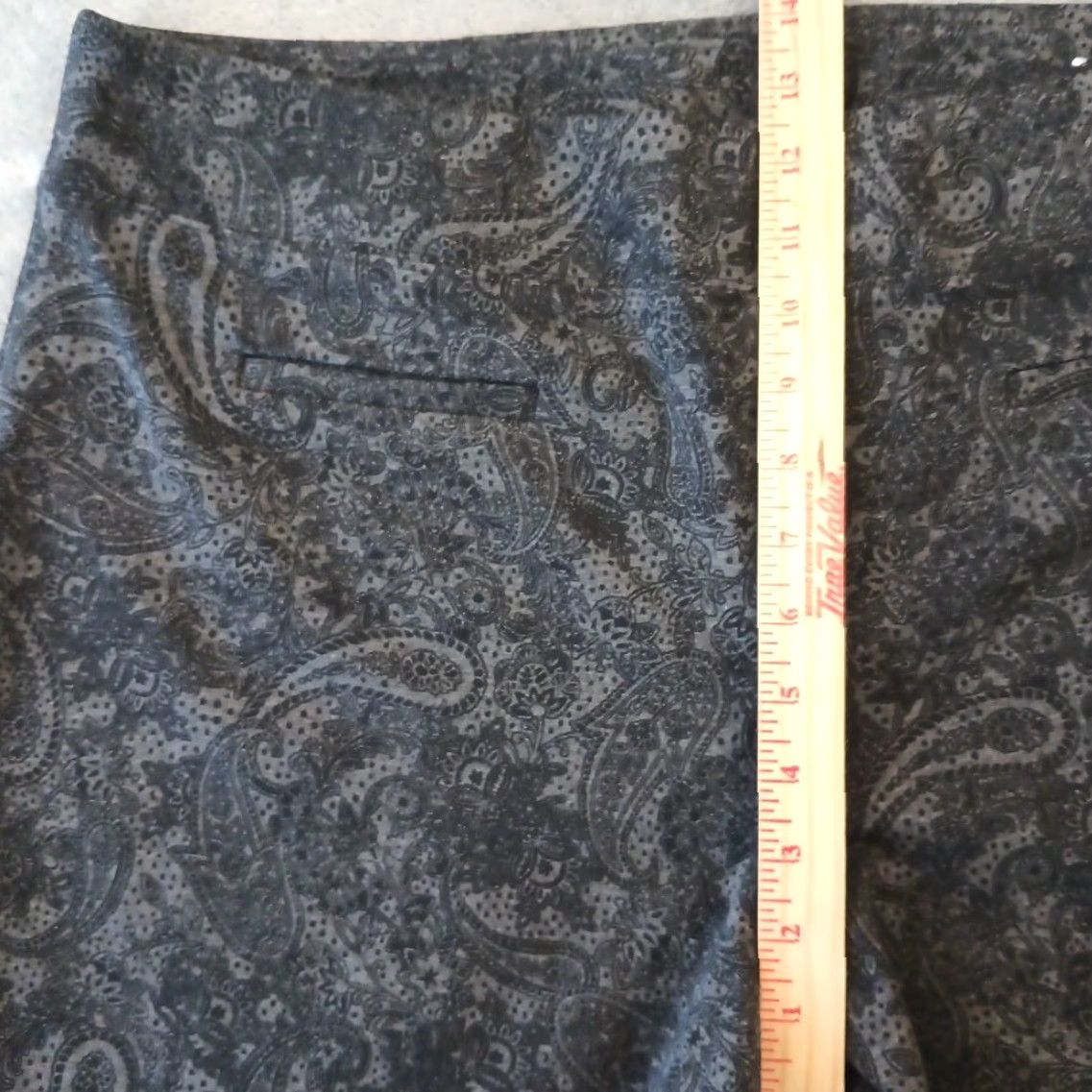 Vintage Cato Ankle Pants Womens XL Black Paisley Pull On Stretch 38x30 High Rise Size 40" / US 18 - 4 Thumbnail