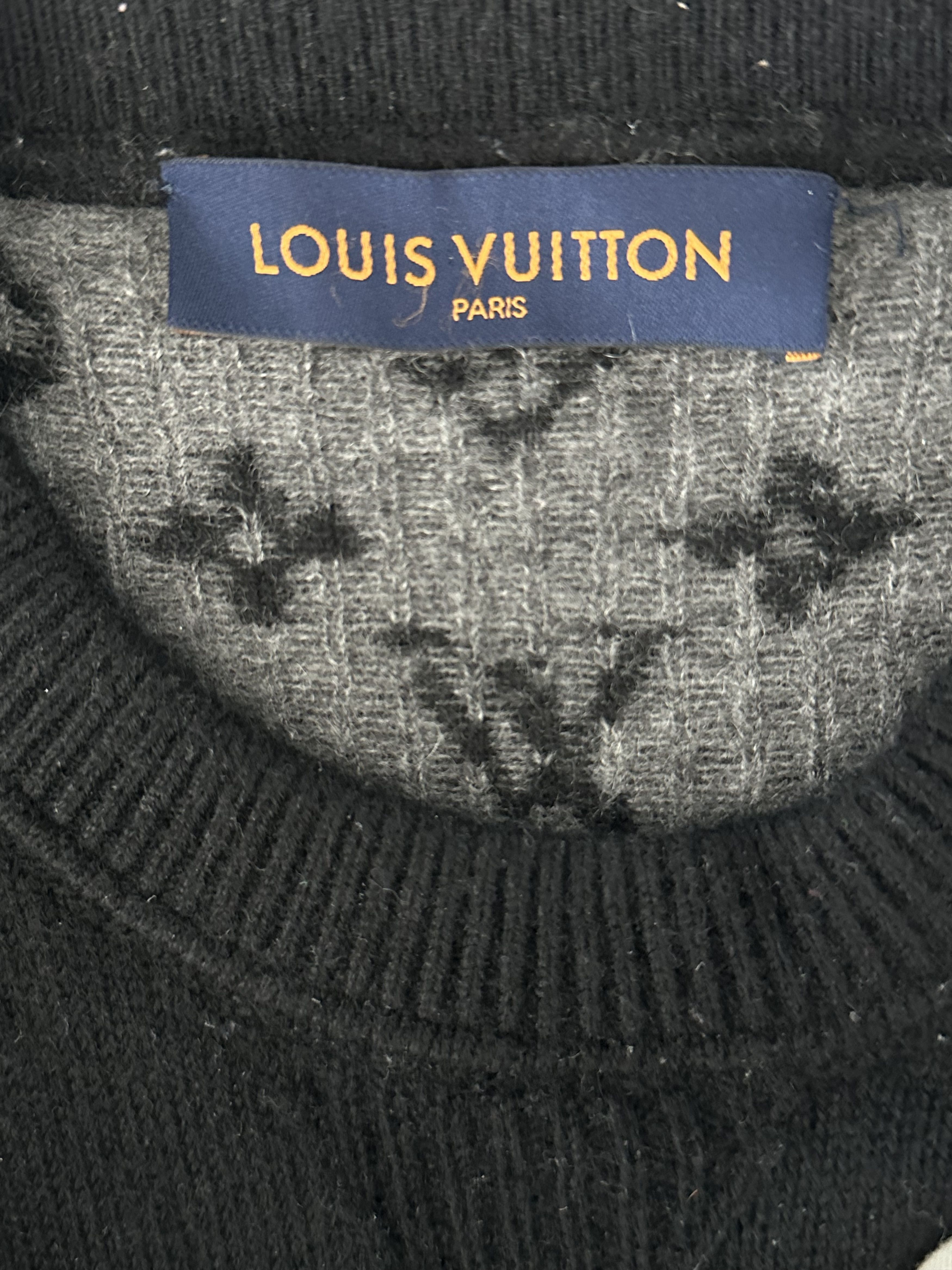 Louis Vuitton Louis Vuitton Black & Grey Monogram Cashmere Sweater Size US L / EU 52-54 / 3 - 3 Thumbnail