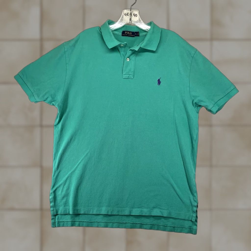 Polo Ralph Lauren VINTAGE Polo Ralph Lauren Custom Polo Shirt Mens Large Mint Green Short Sleeve Embroidered Purple Pony Classic Preppy Size US L / EU 52-54 / 3 - 1 Thumbnail