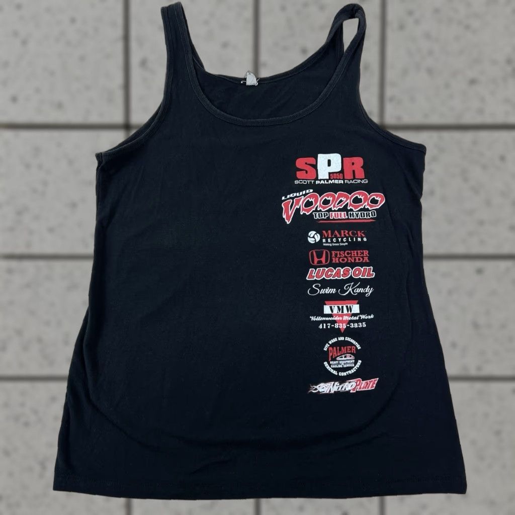 Vintage Liquid Voo Doo Tank Top Shirt Women’s XXL Black Round Neck Sleeveless Polyester Basic Graphic Pre owned Ship Racing Size XXL / US 16-18 / IT 52-54 - 1 Thumbnail