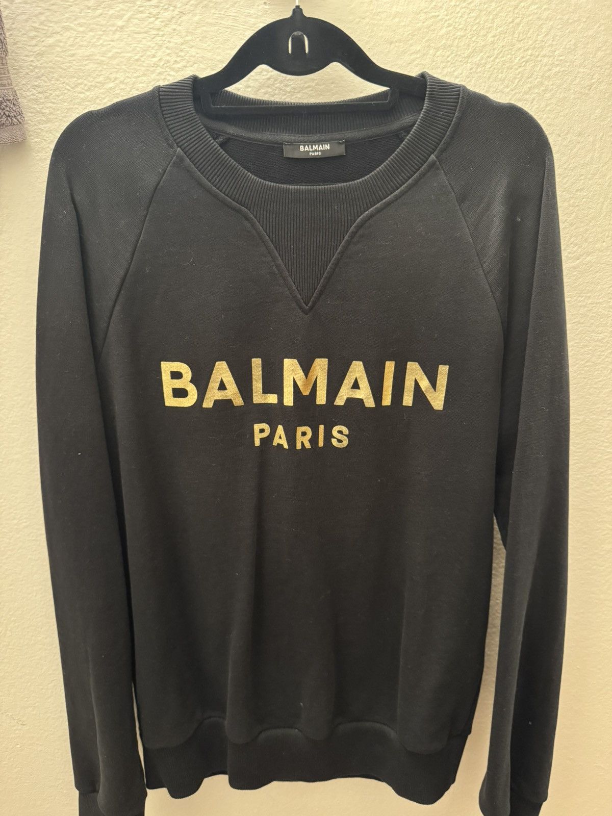 Balmain Gold Lettered Sweater