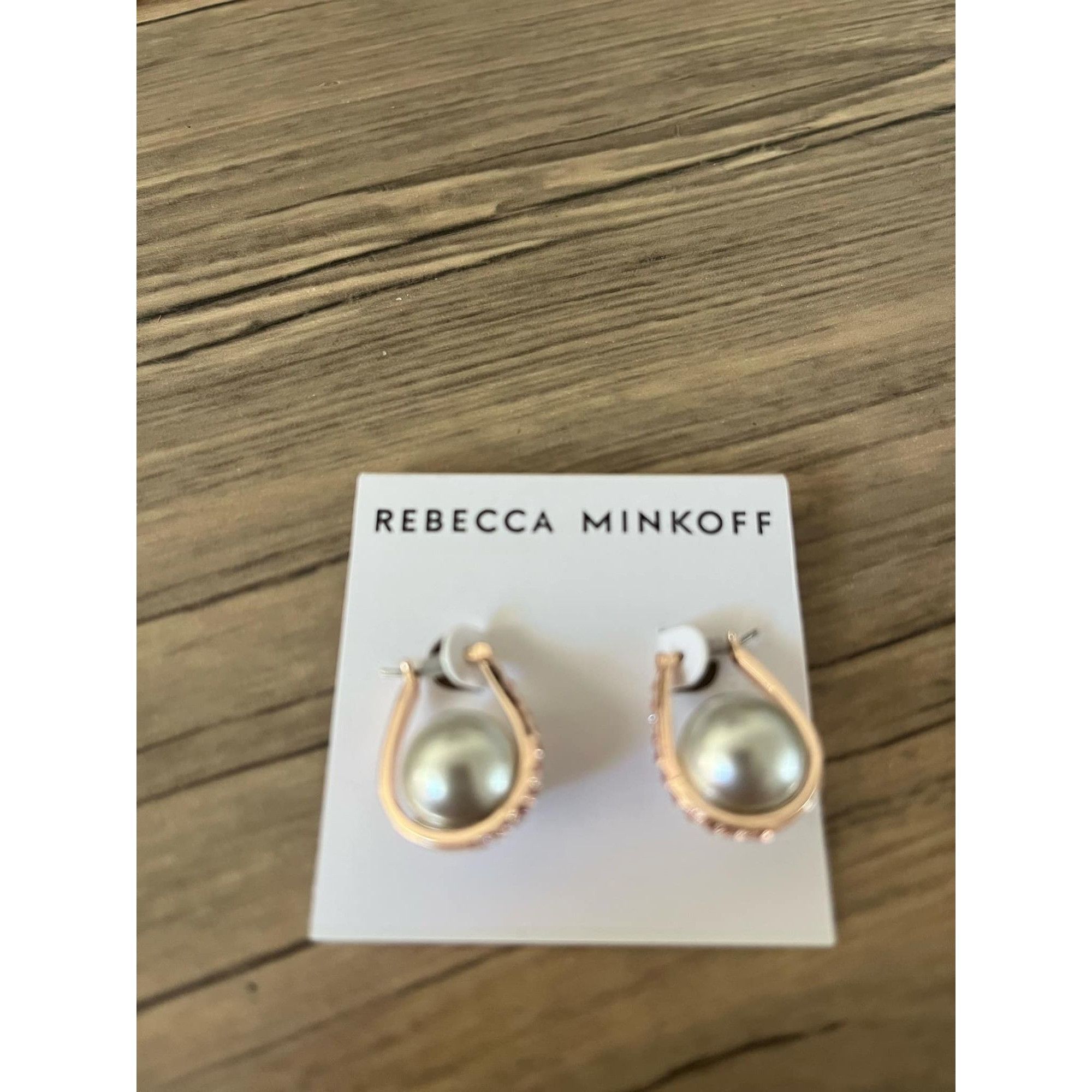Rebecca Minkoff Rebecca Minkoff Rose Gold Imitation Drop Grey Pearl Door Kno Size ONE SIZE - 1 Thumbnail