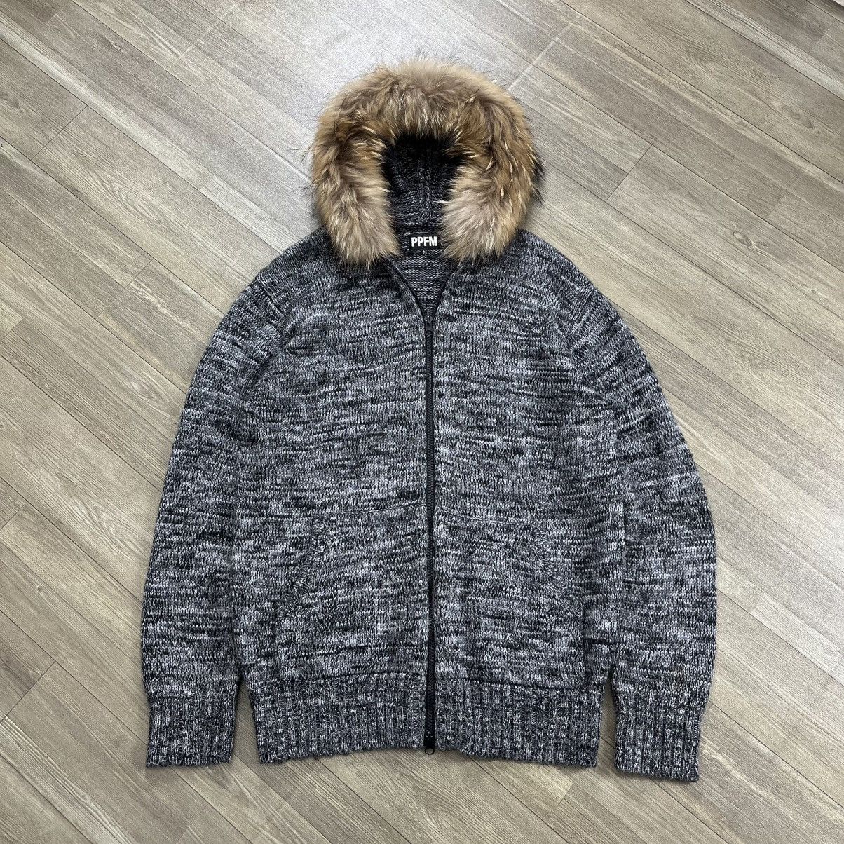 PPFM 2000s PPFM Knitted Full Zip Fur Hoodie Winter Lgb Style Size US L / EU 52-54 / 3 - 1 Thumbnail