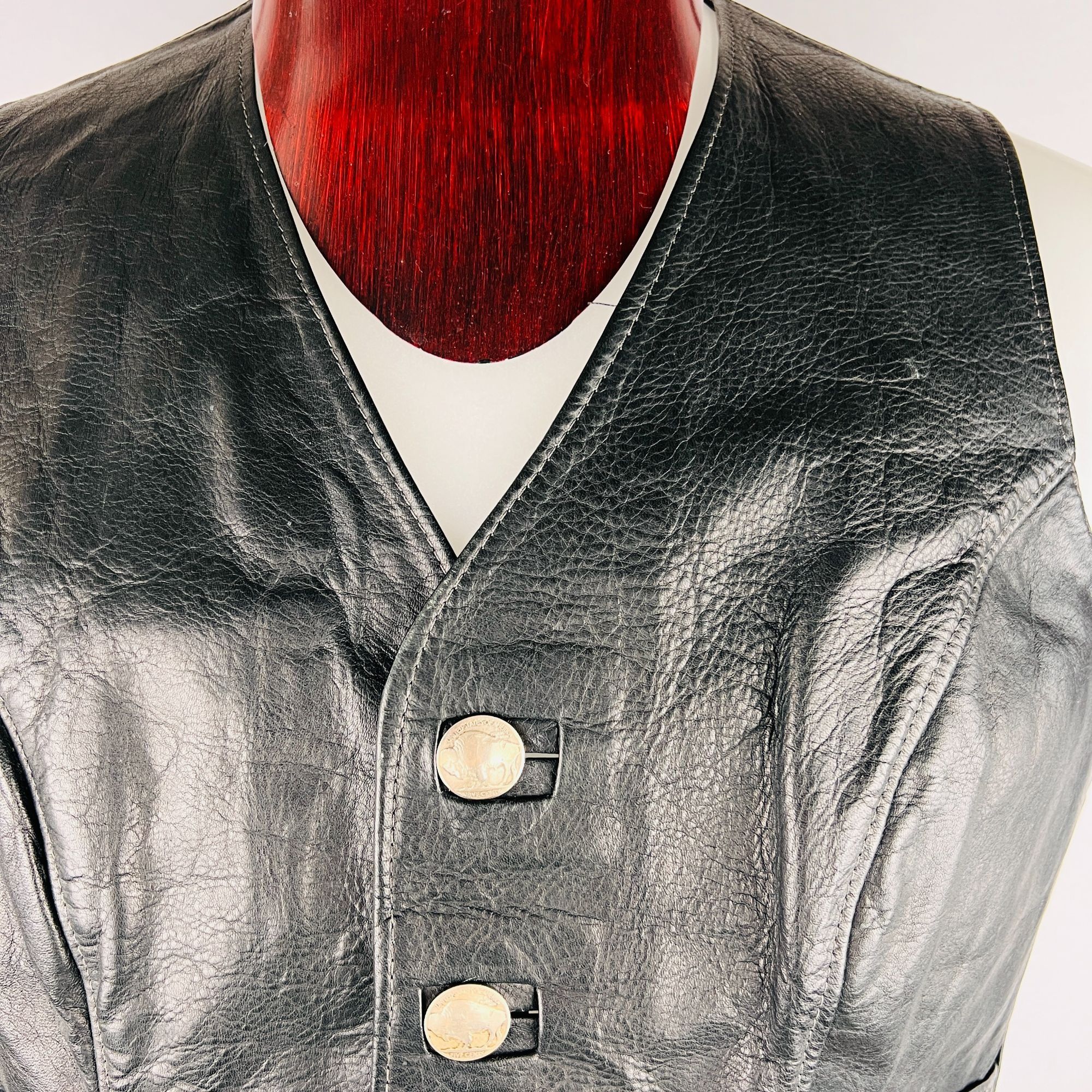 Other Buffalo Nickel Leather Biker Vest Size US XL / EU 56 / 4 - 2 Thumbnail