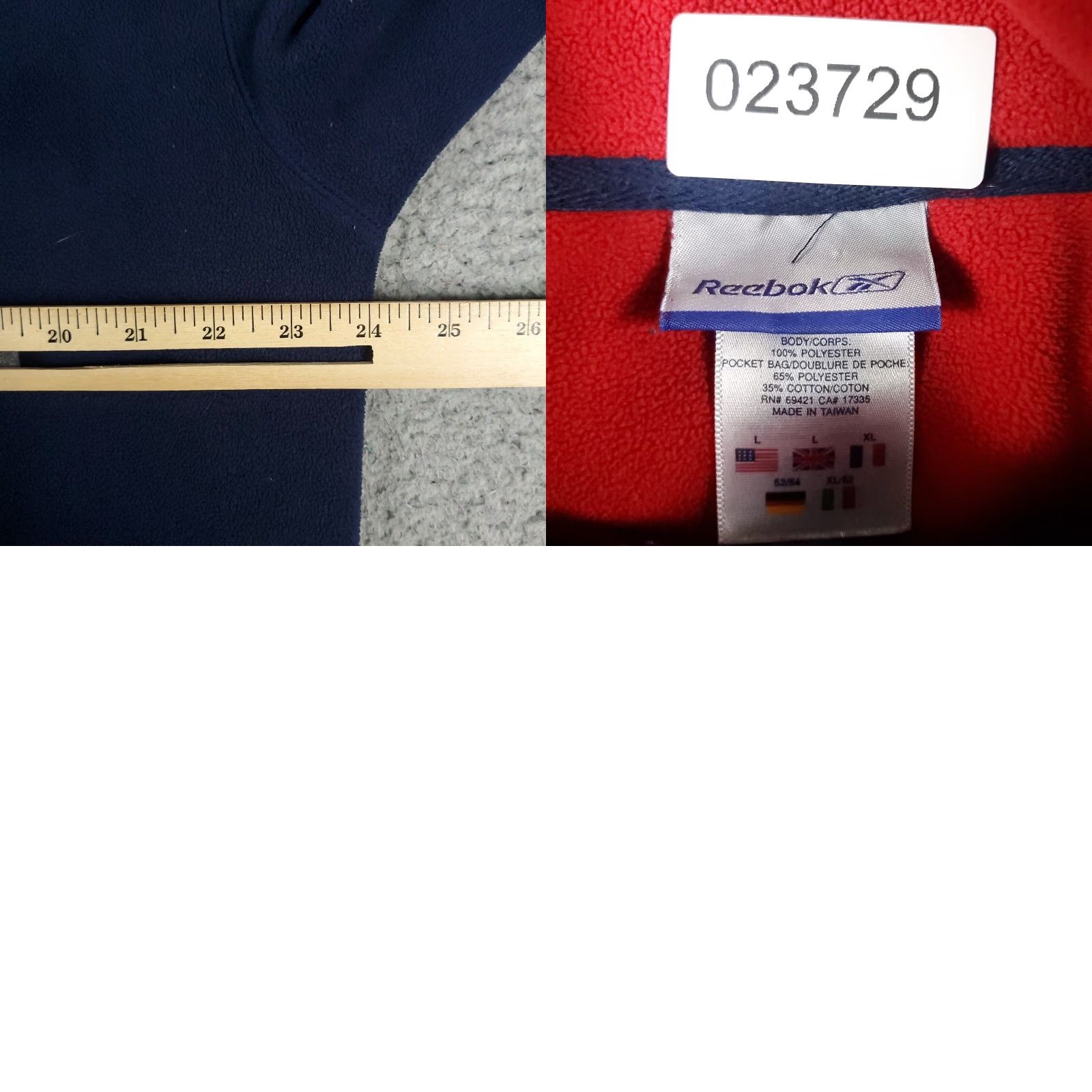 Reebok Reebok Sweater Mens Large Navy Blue Fleece 1/4 Zip Up Pullover Sweatshirt Size US L / EU 52-54 / 3 - 8 Thumbnail
