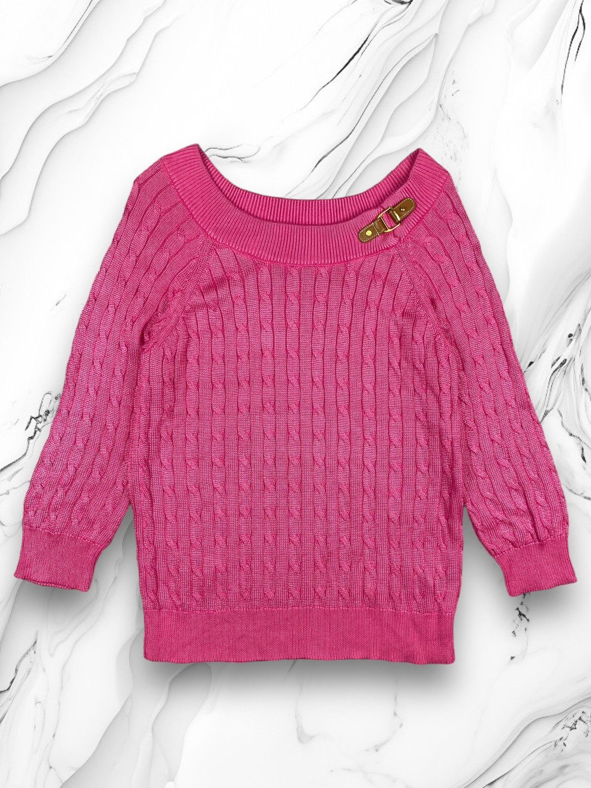 Polo Ralph Lauren Lauren Ralph Lauren Pink Sweater 3/4 Sleeves Scoop Neck Size XL / US 12-14 / IT 48-50 - 1 Thumbnail