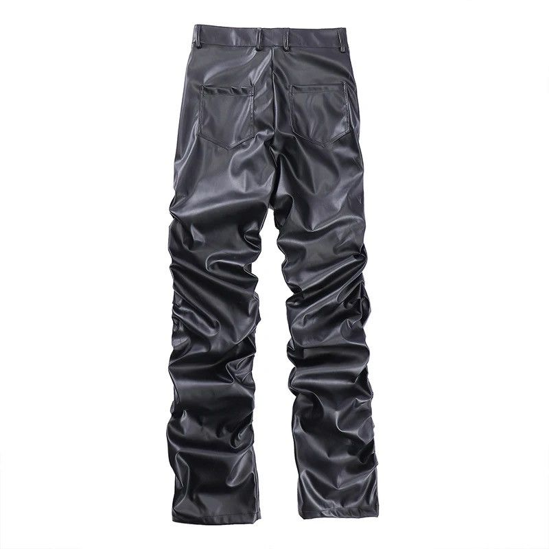 Japanese Brand × Leather Pleated Pu Leather Pants Harajuku Loose Ruched Casual Size US 34 / EU 50 - 6 Thumbnail
