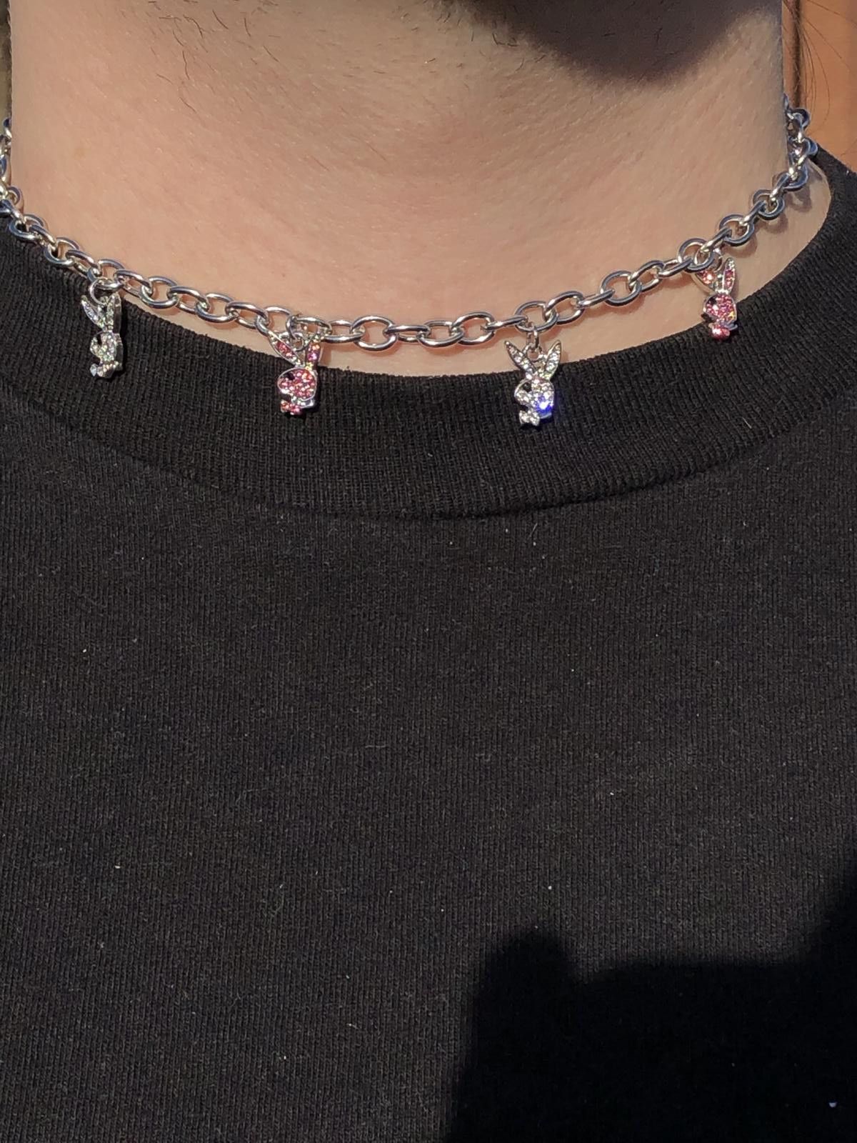 Playboy × Vintage Silver Playboy Choker Necklace Size ONE SIZE - 2 Thumbnail