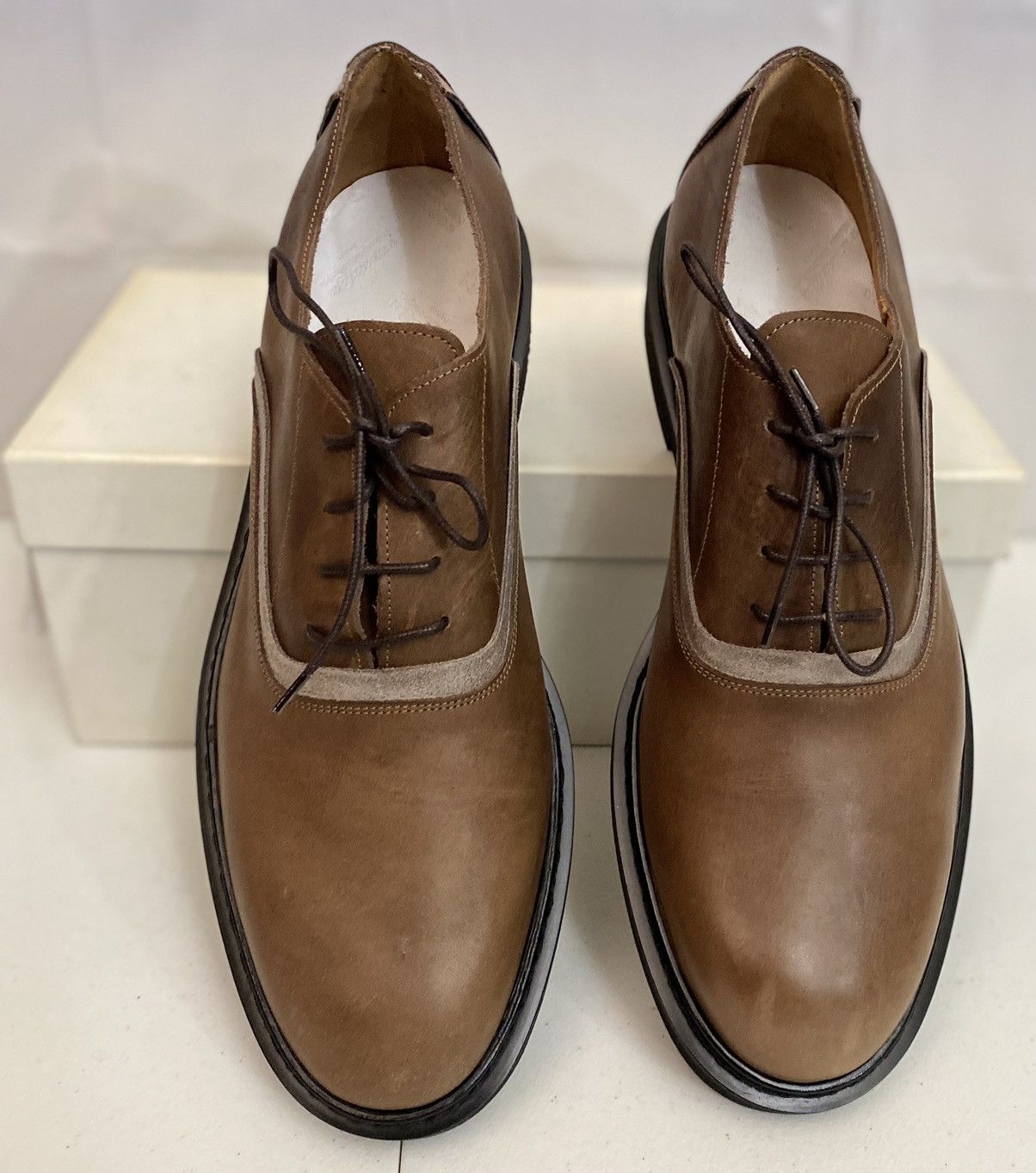 Maison Margiela Maison Margiela 22 🇮🇹 Brown Leather Suede Trim Oxfords 12 New Size US 12 / EU 45 - 6 Thumbnail