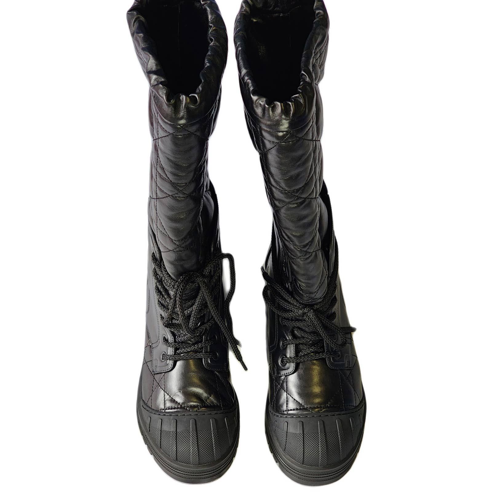 Dior DIOR Cannage Quilted Combat Boots Shoes dust bag Sz 37 US 7 Size US 7 / IT 37 - 4 Thumbnail