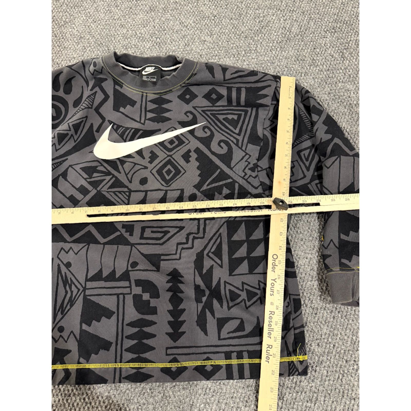 Nike Nike Sweatshirt Womens M Gray Black All Over Print Swoosh Pullover Crewneck Regular Fit Long Sleeve Hooded Lightweight Casual Holiday Season Womens Size M / US 6-8 / IT 42-44 - 3 Thumbnail