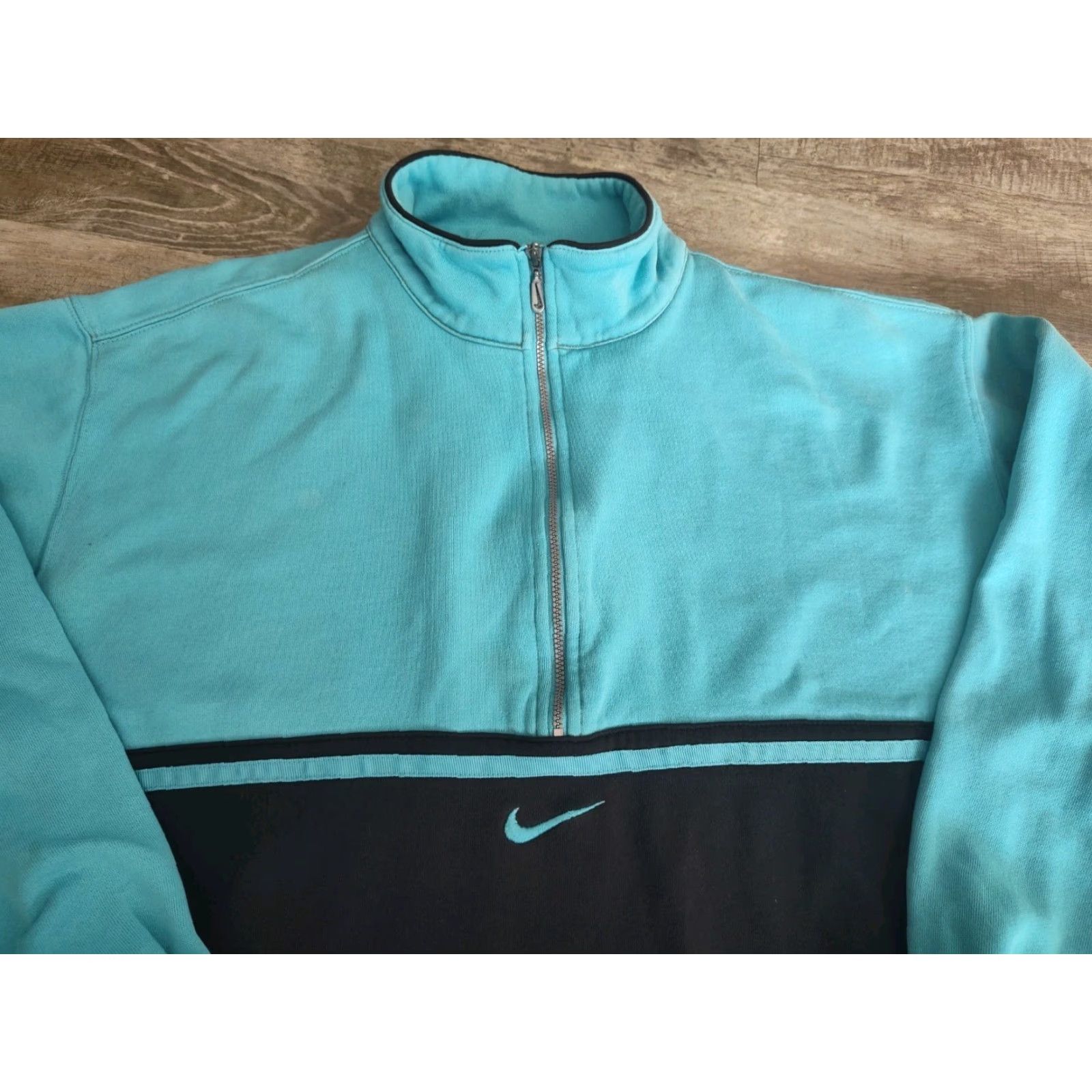 Nike Vtg Nike Women's Quarter Zip Center Swoosh Pullover Sweatshirt Size XL Blue Size XL / US 12-14 / IT 48-50 - 4 Thumbnail