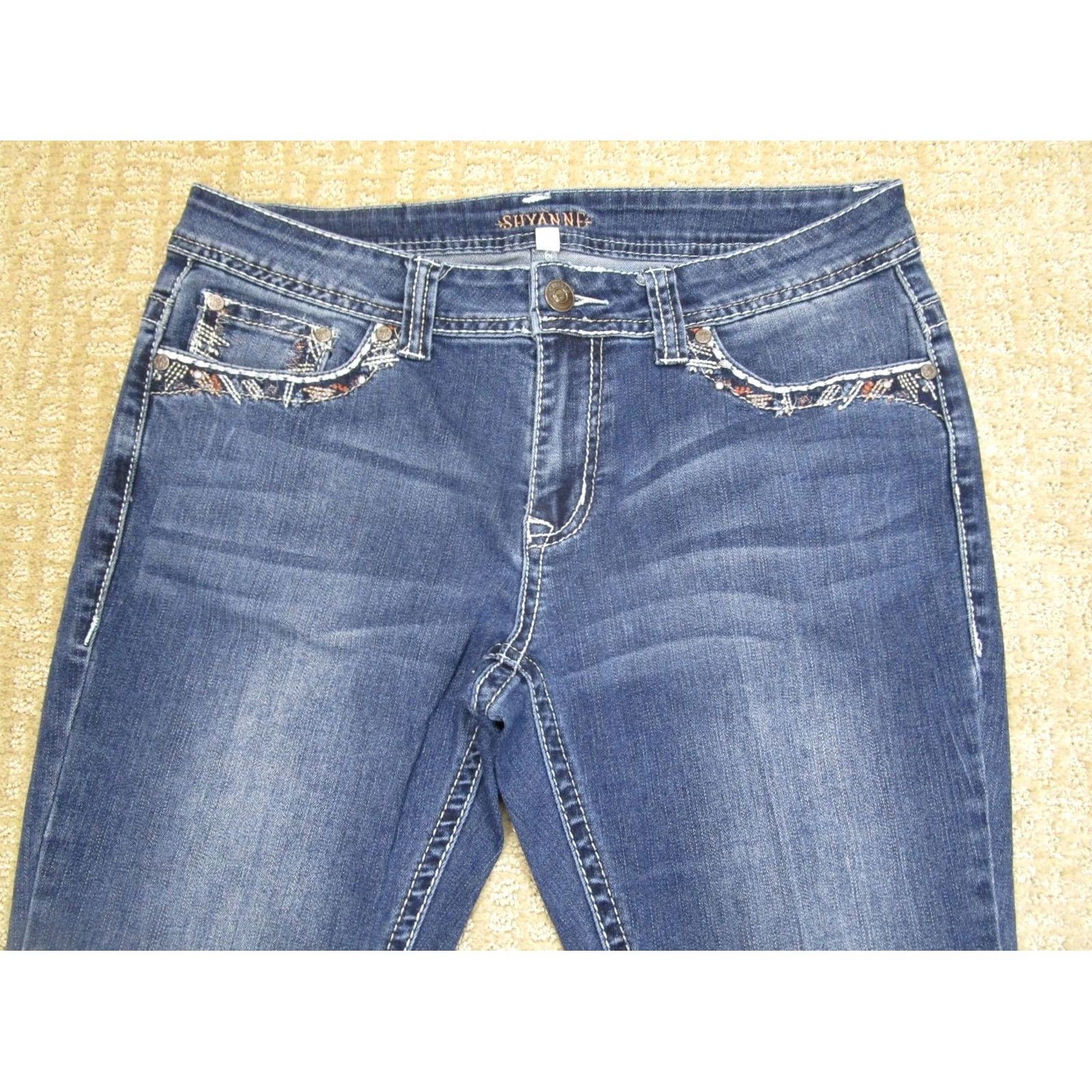 Vintage Shyanne Jeans Women Bootcut Jeans Blue 30S Stretch Embroidered Pockets Cowgirl Southwestern Mens Women Girls Size 30" / US 8 / IT 44 - 2 Thumbnail