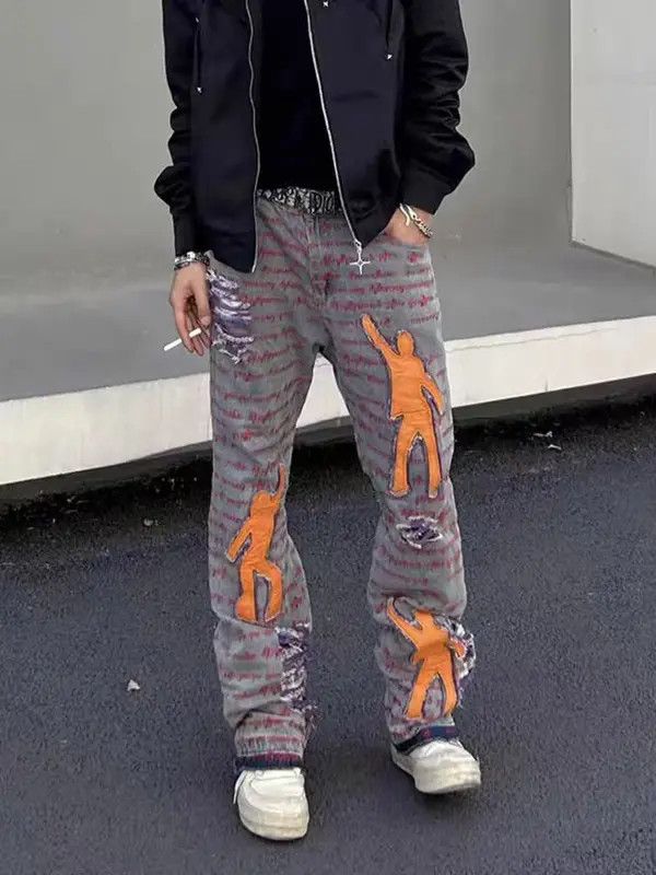 Japanese Brand VIBE Street style patch heavily embroidered ripped jeans Size US 32 / EU 48 - 3 Thumbnail