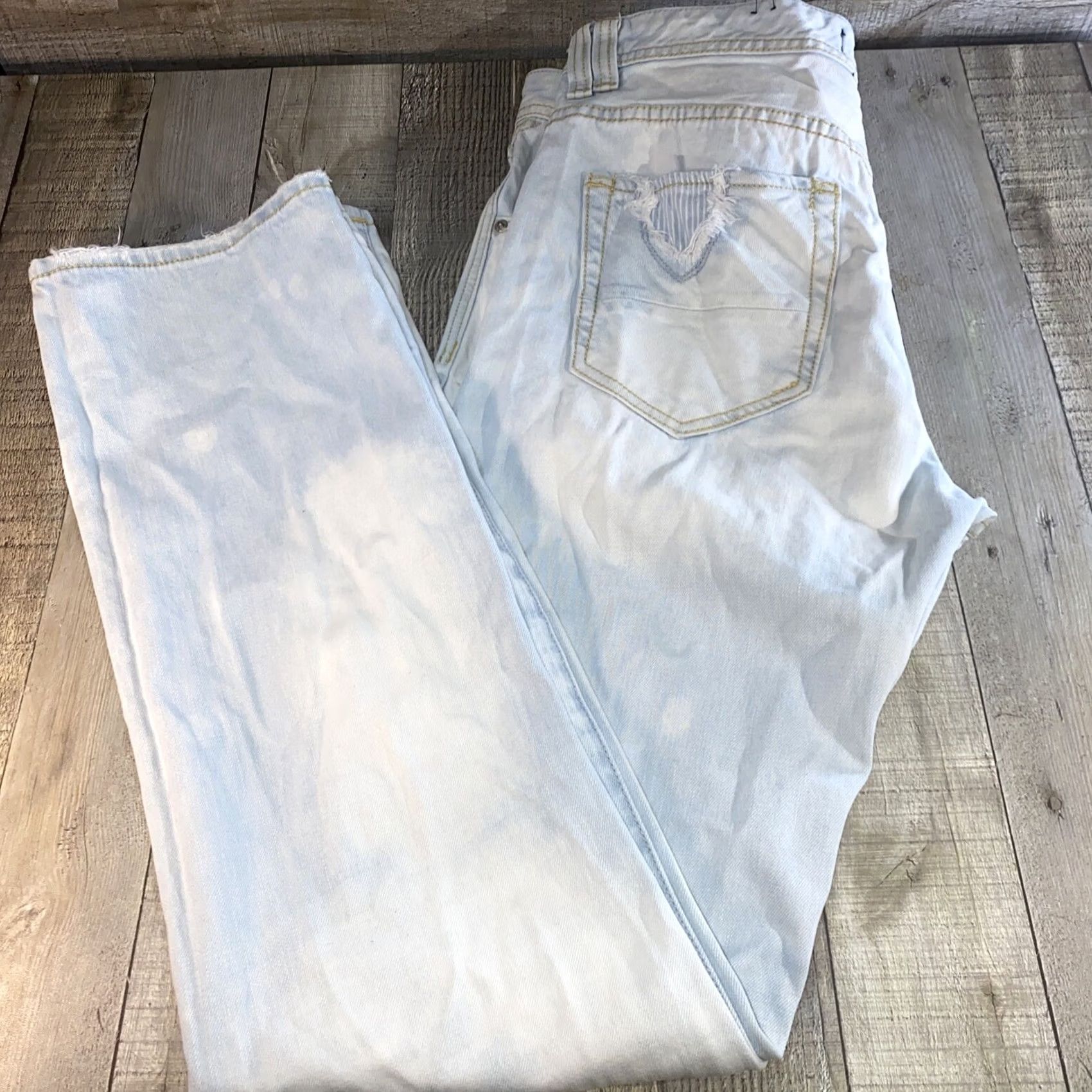 Vintage AKOO Jeans Mens Ripped 32x34 White Denim Regular Space 34 Inseam Size US 32 / EU 48 - 4 Thumbnail
