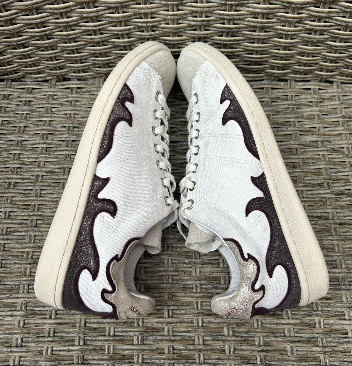 Isabel Marant × Isabel Marant Etoile Isabel Marant ETOILE Gilly Low-Top Canvas Leather Sneakers Size US 7 / IT 37 - 4 Thumbnail