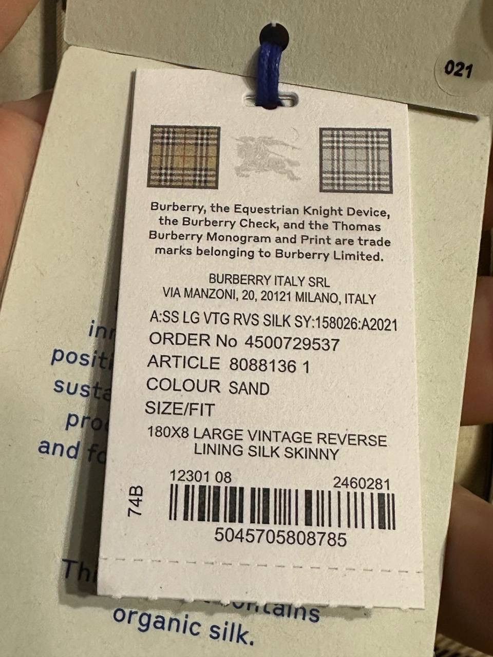 Burberry Burberry Silk Scarf Nova Check Slim Logo Print New 100% Auth Size ONE SIZE - 7 Thumbnail