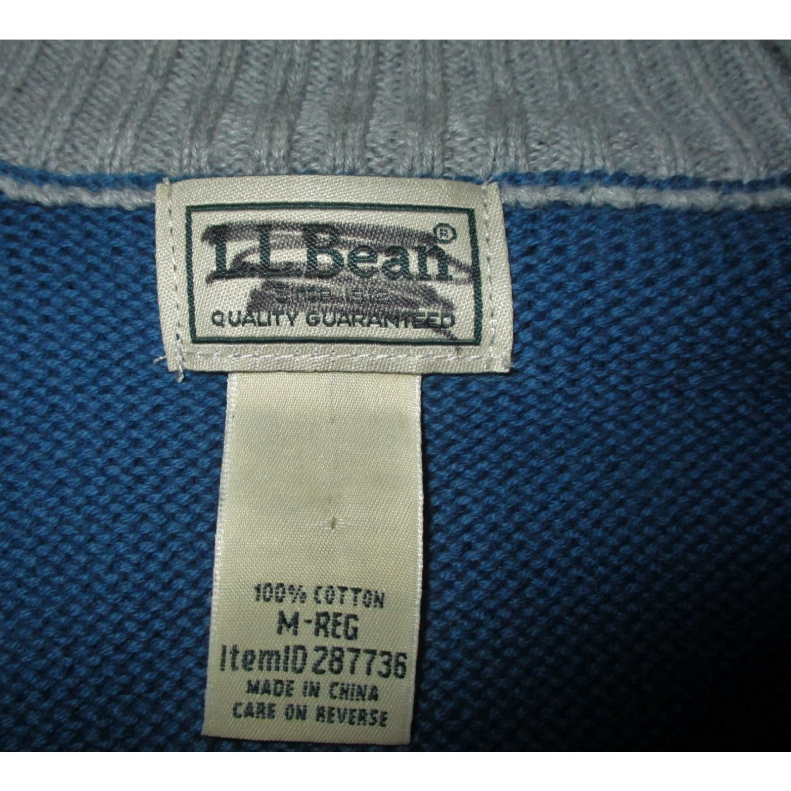 Vintage L.L. Bean Blue 100% Cotton Long Sleeve 1/2 Zip Sweater Size M Reg. Mens Shirt Size US M / EU 48-50 / 2 - 6 Thumbnail