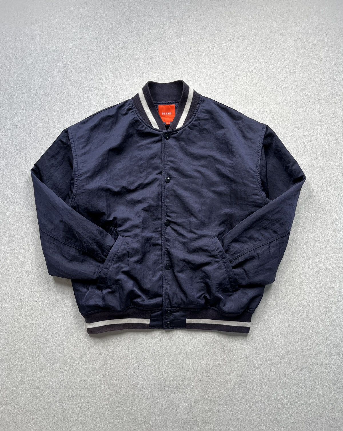 Beams Plus Beams Nylon Satin Award Jacket Navy Size US L / EU 52-54 / 3 - 4 Thumbnail