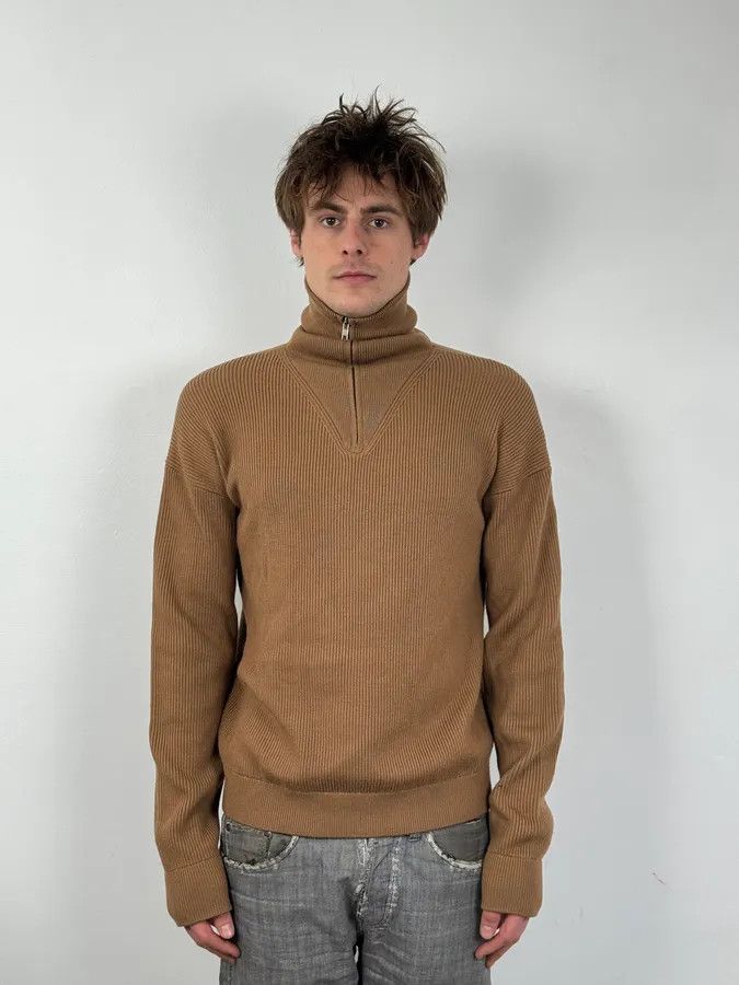 Emporio Armani 2000s Emporio Armani Zip-Up Beige Sweater Size US M / EU 48-50 / 2 - 1 Thumbnail