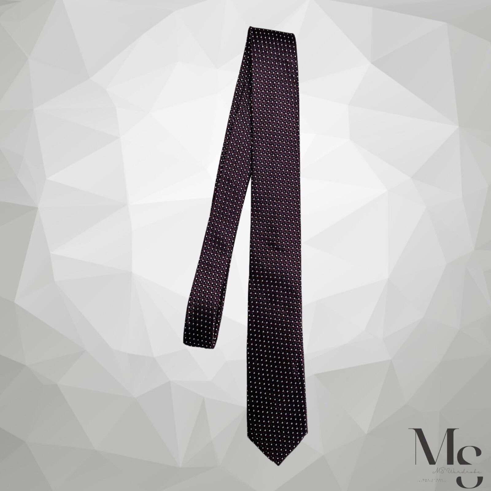 Hugo Boss BOSS HUGO BOSS Purple Geometric Silk Tie Made In Italy W: 2. Size ONE SIZE - 4 Thumbnail