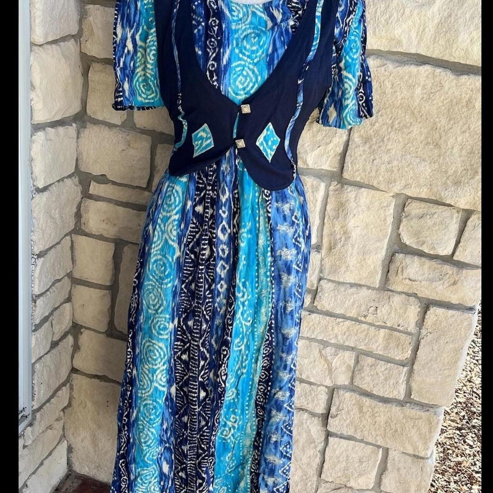 Other Blue and white vintage 90s maxi dress #retrofashion Size M / US 6-8 / IT 42-44 - 1 Thumbnail