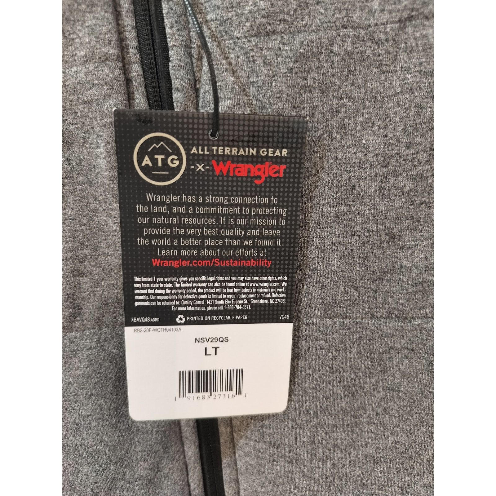 Wrangler Wrangler ATG Reversible Vest Gray Water Resistant Men’s LT Size US L / EU 52-54 / 3 - 8 Thumbnail