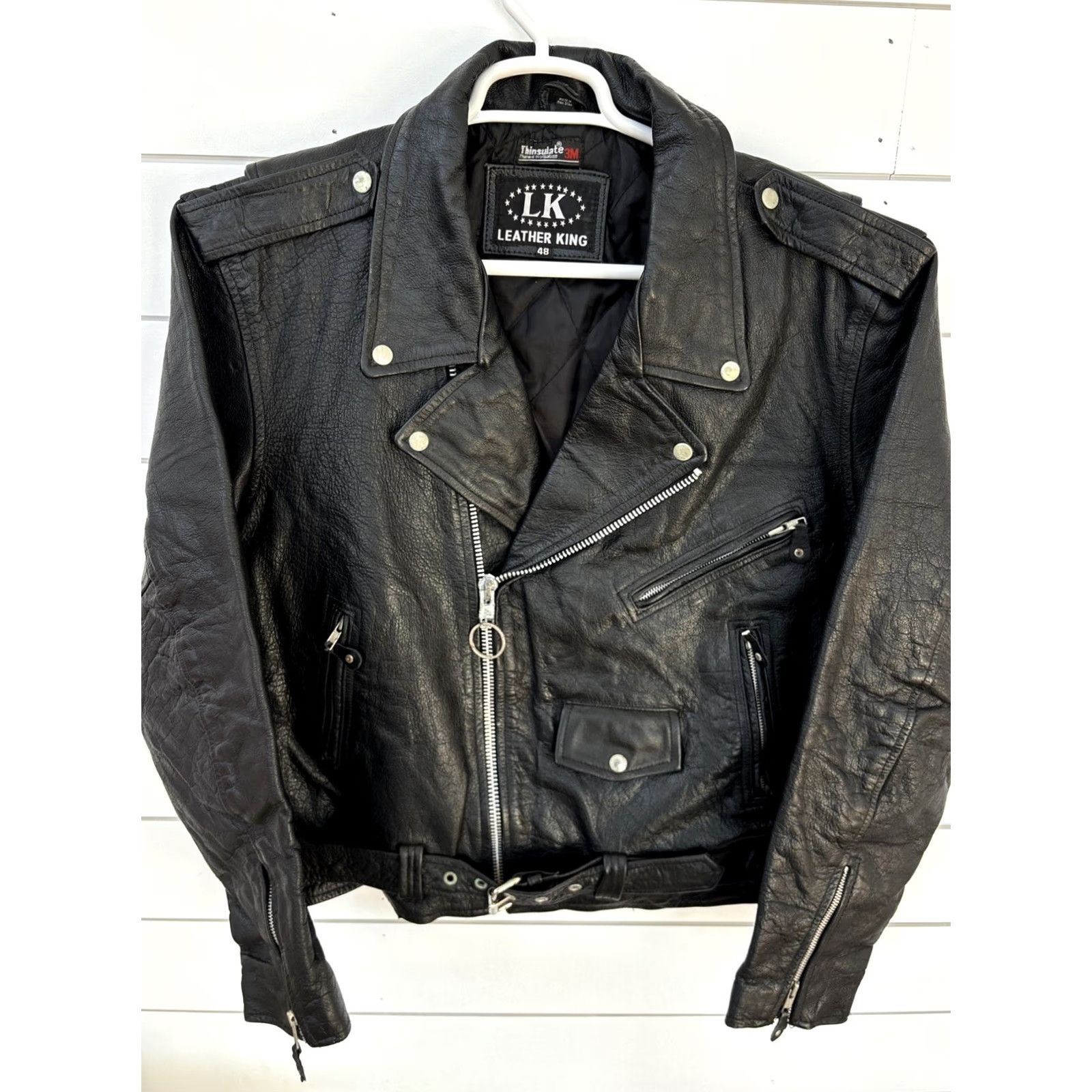 Vintage VINTAGE Leather King Jacket Mens 48 Biker Coat Racing Racing Casual Workwear Leather Bomber Jacket Black Size US M / EU 48-50 / 2 - 2 Thumbnail