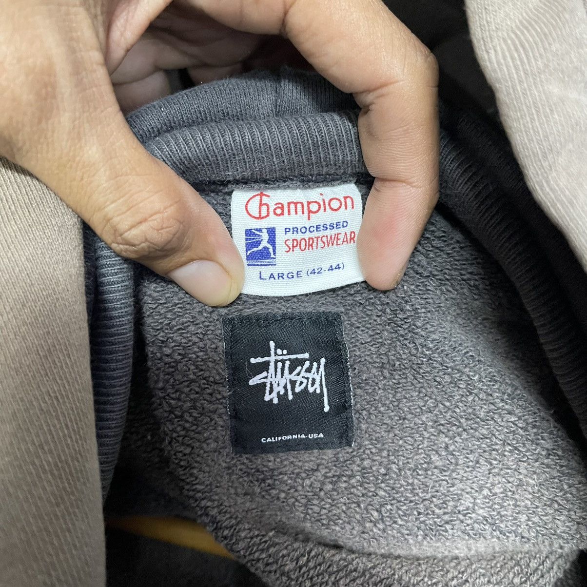 Stussy Stüssy × Champion “My Posse’s On La Brea” Hoodie (2000s) Size US L / EU 52-54 / 3 - 10 Thumbnail