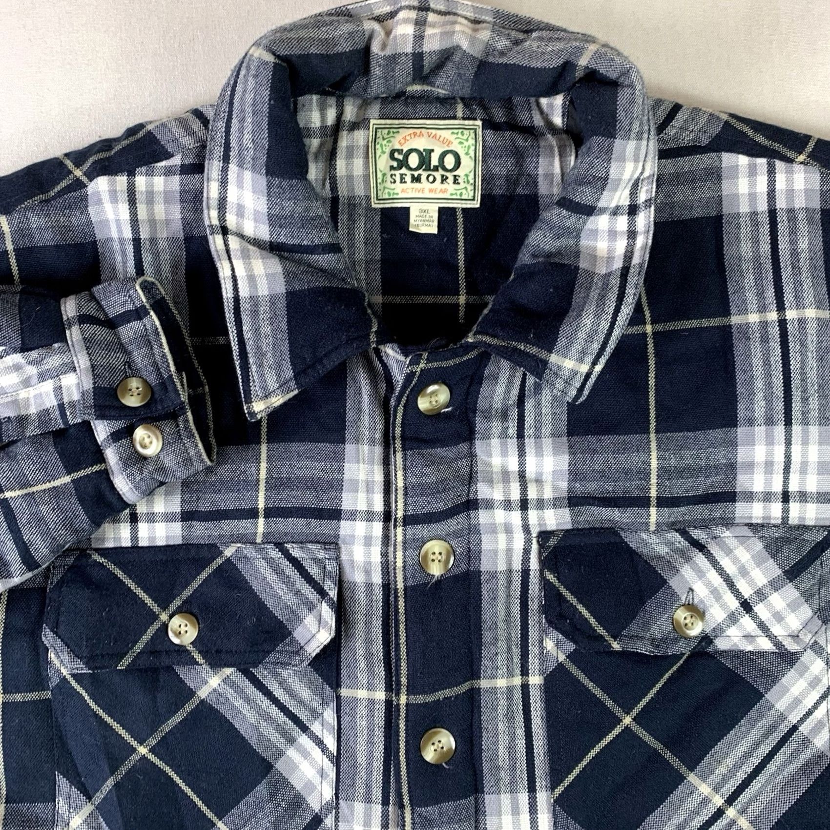 Vintage VINTAGE Solo Semore Flannel Jacket Mens 3XL Blue Plaid Quilted Lining Button up Jacket Size US XXL / EU 58 / 5 - 5 Thumbnail