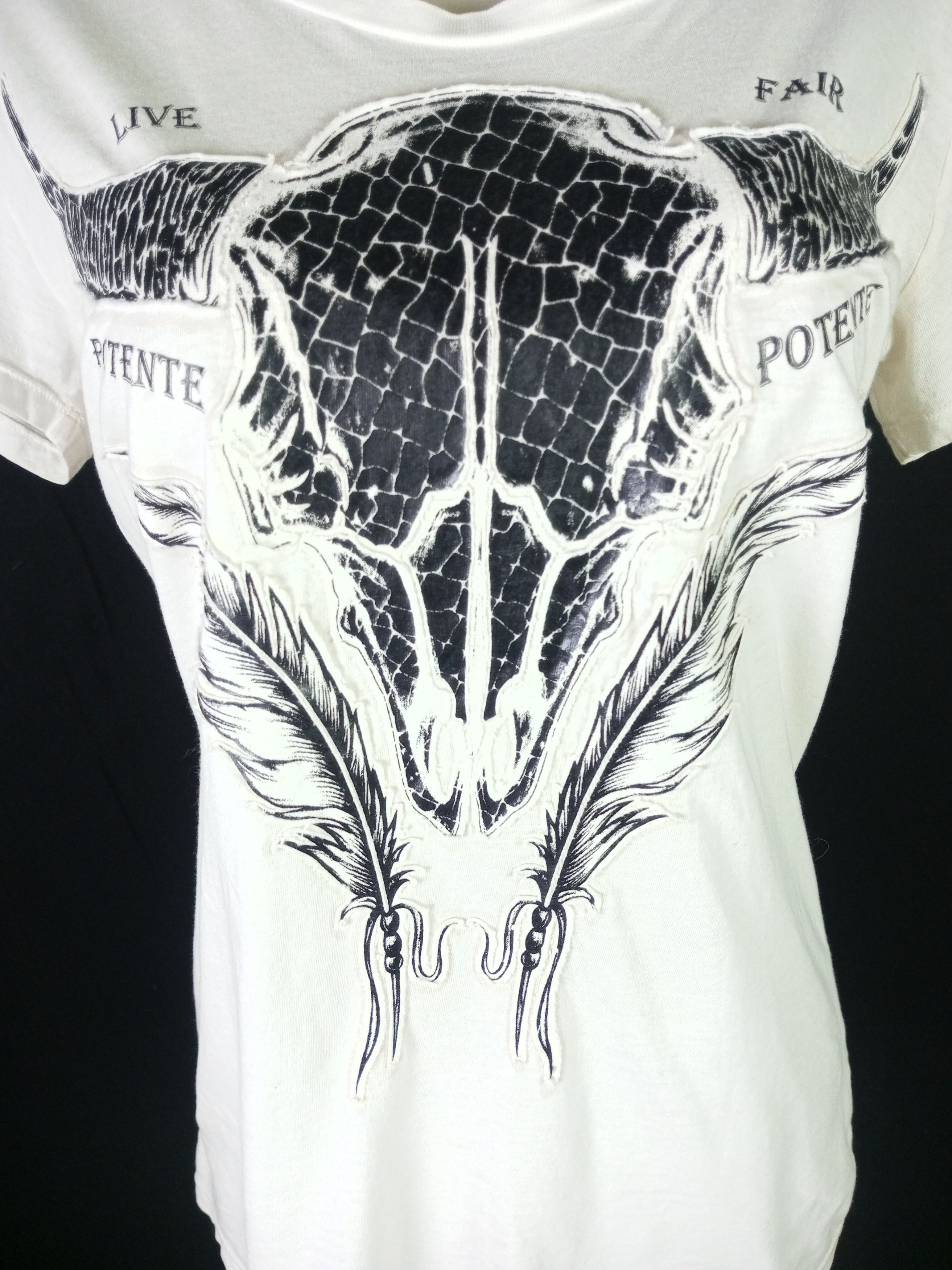 Japanese Brand Y2K Potente Poem Punk Live and Fair Embroidered Tshirt Size M / US 6-8 / IT 42-44 - 2 Thumbnail