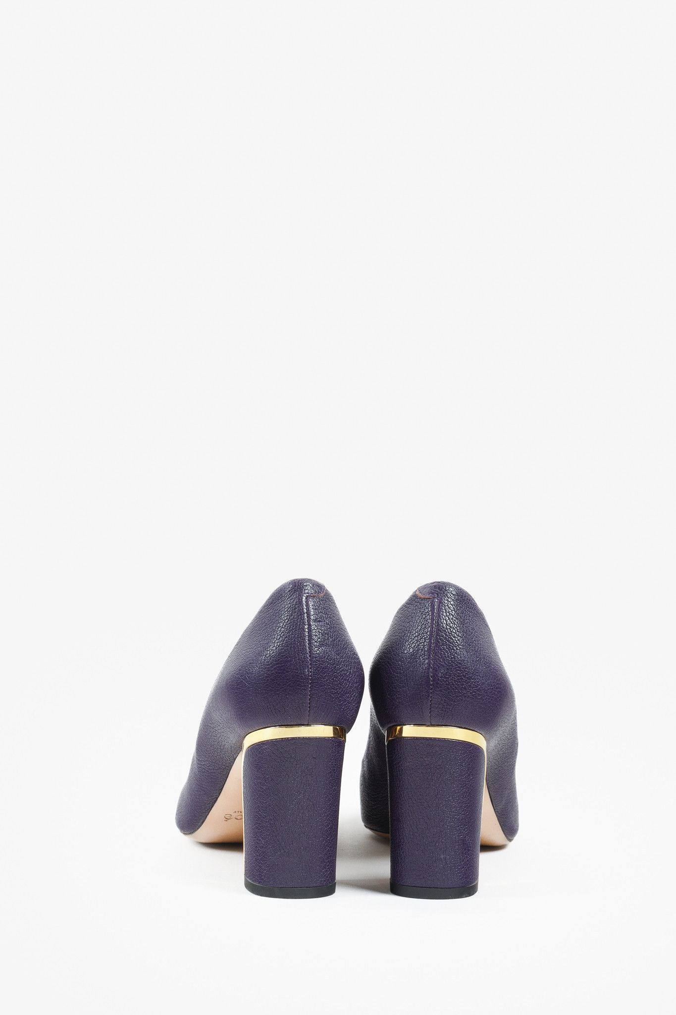 Chloe Chloe Purple Leather Curved Metal Pumps Size US 10.5 / IT 40.5 - 3 Thumbnail