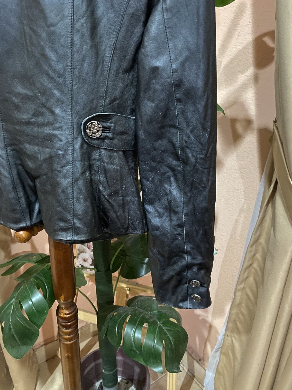 Other Vintage YK038 Black Leather Women’s Blazer Jacket - Classic Size XS / US 0-2 / IT 36-38 - 12 Thumbnail